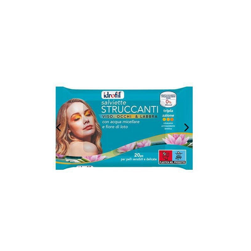 Idrofil salviette struccanti pz. 20 acqua micellare e fiori di loto