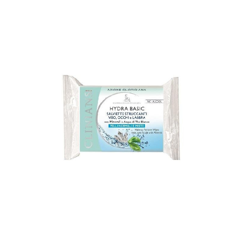 Clinians salviette struccanti pz.25 hydra plus pelli normali e miste