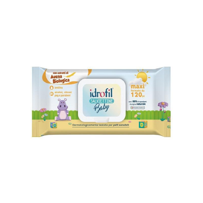 Idrofil salviette multiuso baby pz.120 avena bio tappo apri e chiudi