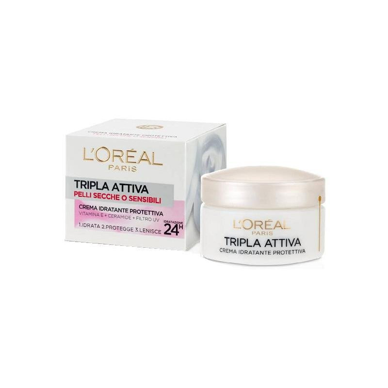 L oreal tripla attiva crema ml.50 pelli secche o sensibili