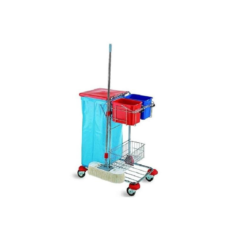Carrello cromato milleusi con ce stino e secchi e1001