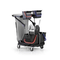 Carrello con strizzatore 2 vasch e lt.30 con portasacco black