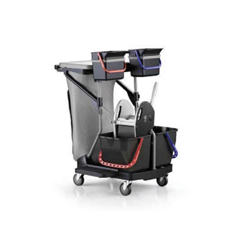 Carrello con strizzatore 2 vasch e lt.30 con portasacco black