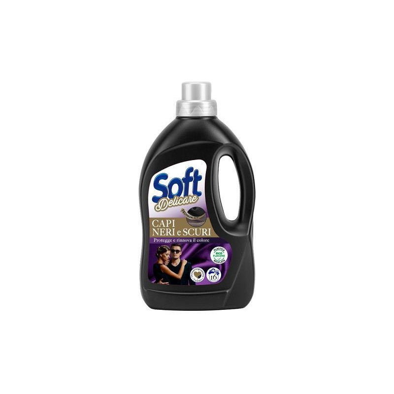 Soft bucato mano e lavatrice liquido 16 misurini ml.900 capi scuri