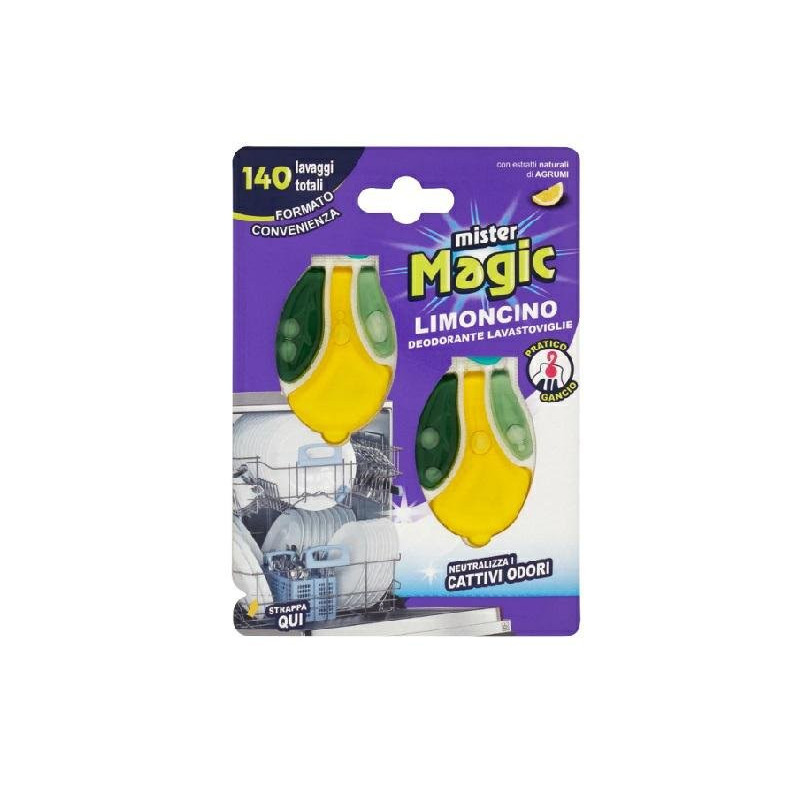 Mister magic deodorante lavastoviglie limoncino ml.6 pz.2