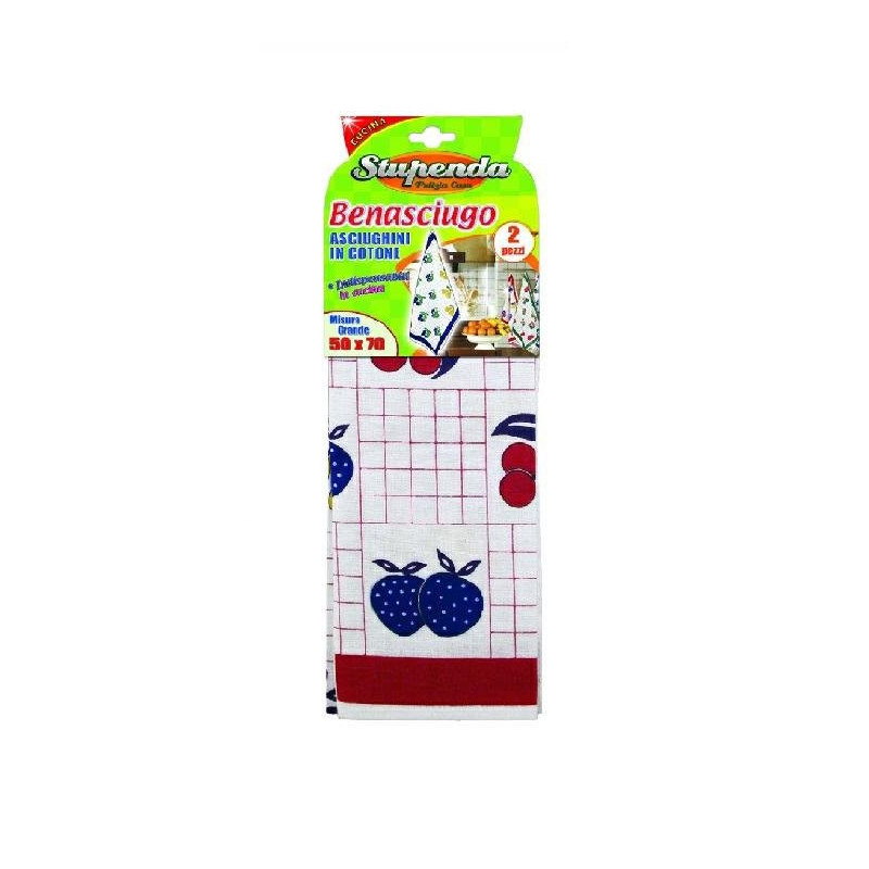 Stupenda canovaccio cucina pz. 2 cm.50x70 benasciugo art.asc00050a