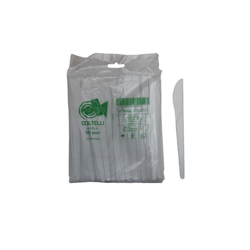 Coltelli plastica biodegradabile pla pz.50