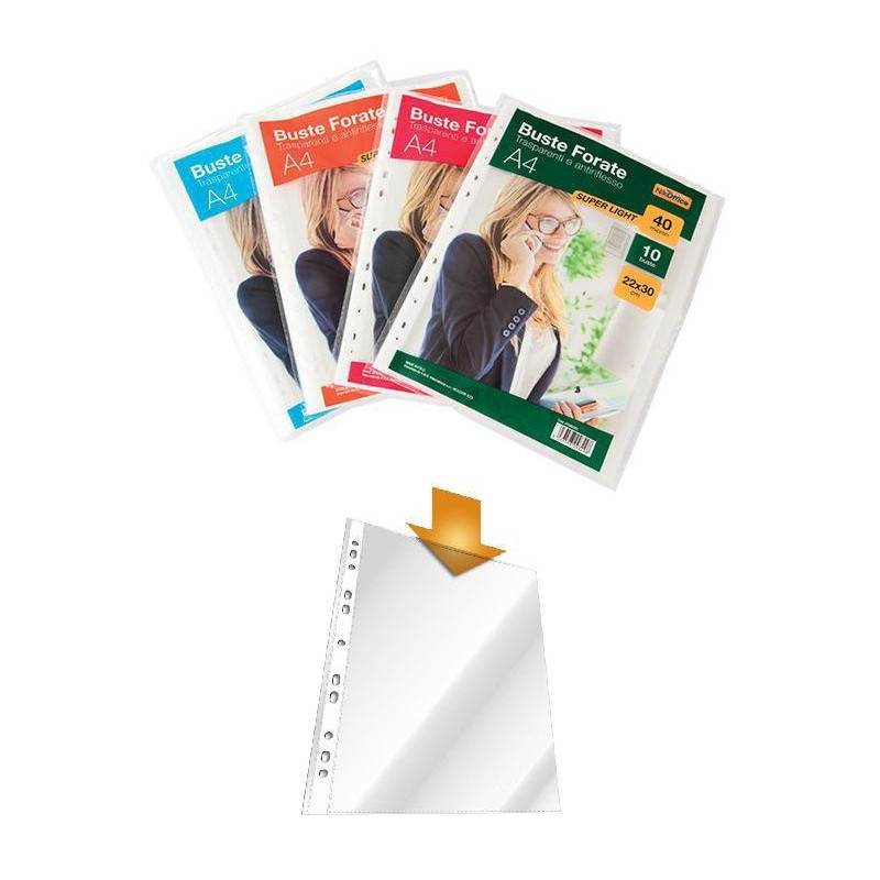 Busta pp con fori cm.22x30 sp.40 buccia nikoffice