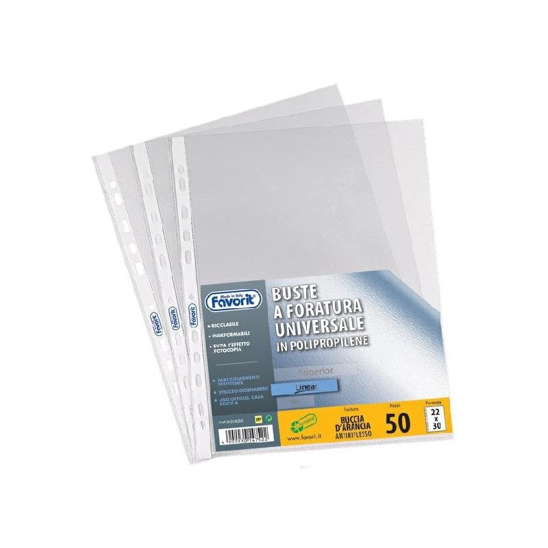 Busta pp con fori cm.22x30 linea r buccia d arancia