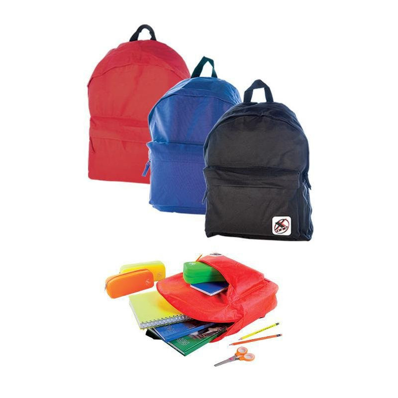Zaino poliestere 2 cerniere nero art.32nik109