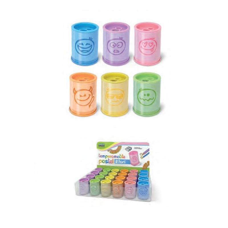 Temperamatite con contenitore me tallo pastel 2 fori art.81060