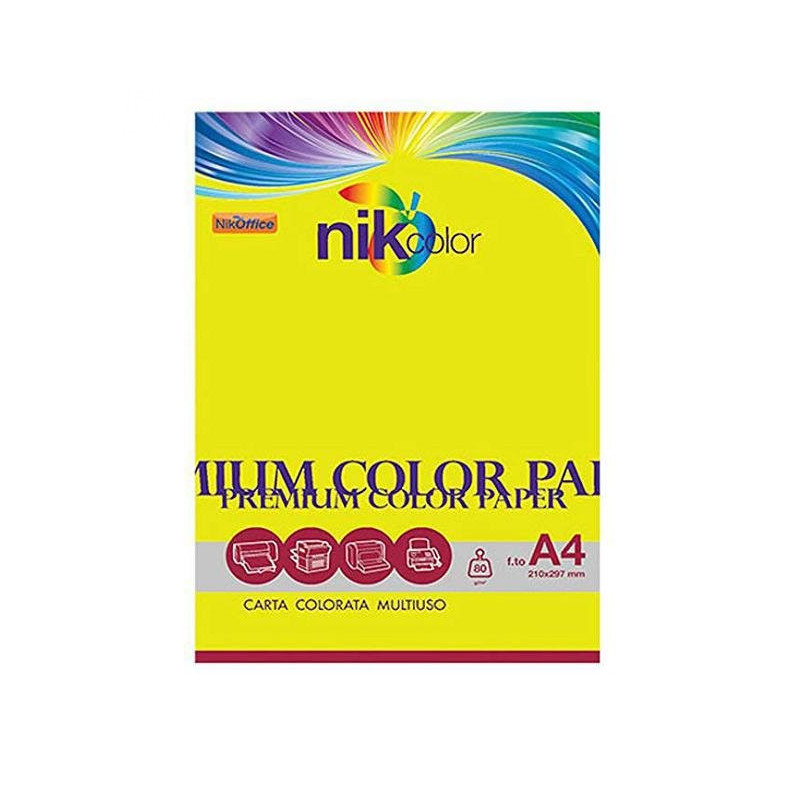 Carta nikoffice nikcolor cm.21x29,7 gr.80 fg.100 giallo