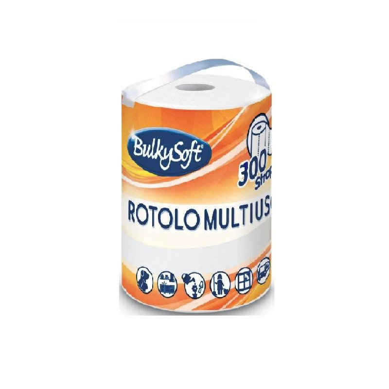 Bulky soft asciugatutto monorotolo 2 veli 300 strappi bianco