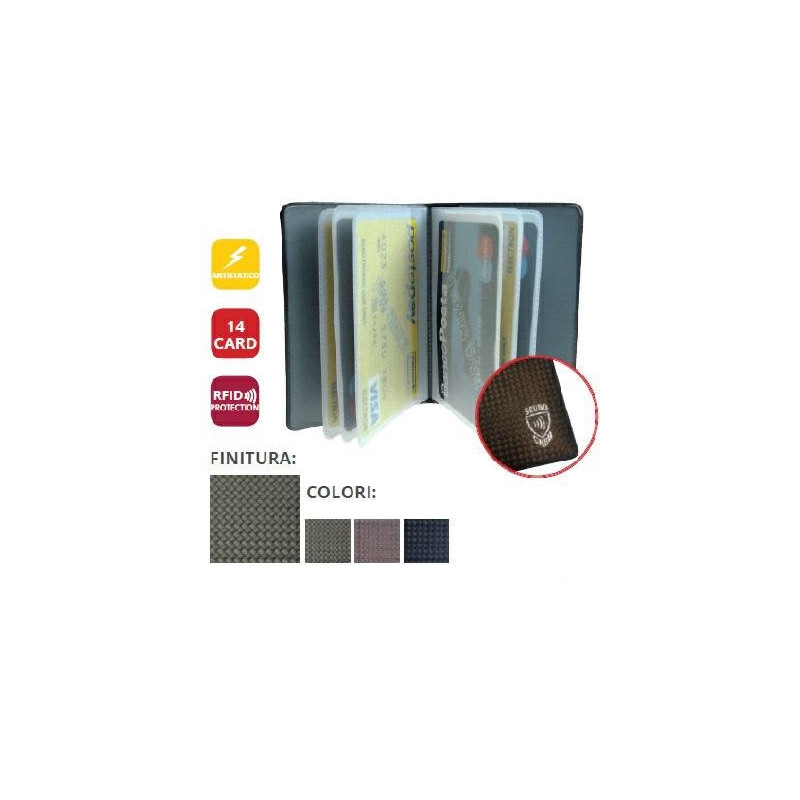 Porta carte credito scudo carbon 14 scomparti artt.880scf