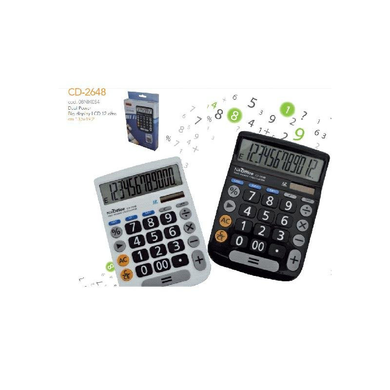 Nikoffice calcolatrice 12 cifre cm.13,5x19 art.cd-2648