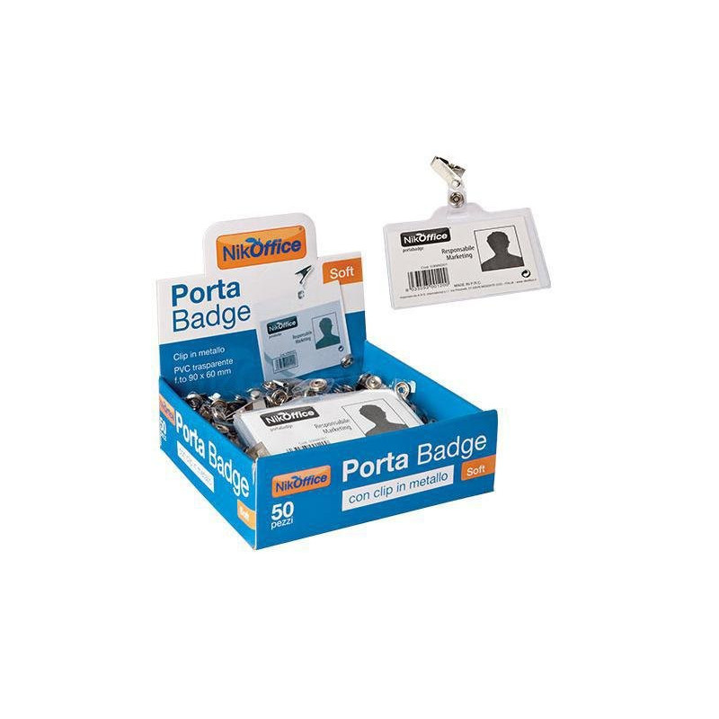 Targhetta portanomi soft con clip pz.50 art.03nik001