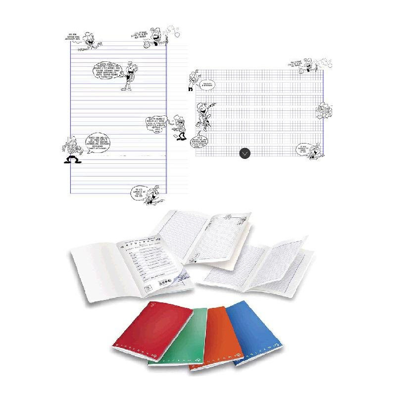 Quaderno maxi pigna monocromo fg .38 rigature speciali assortite sfusi