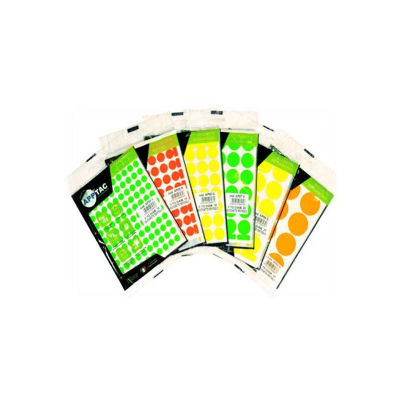 Apptac etichette adesive fluo in buste fg.10 diam.10 arancio