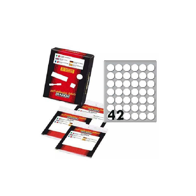 Apptac etichette adesive in bust e fg.10 diam. mm.18