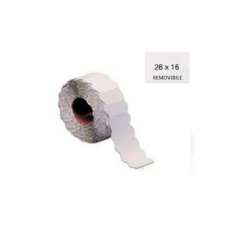 Etichette prezzatrice rotolo mm. 26x16 bianche removibili rettangolari