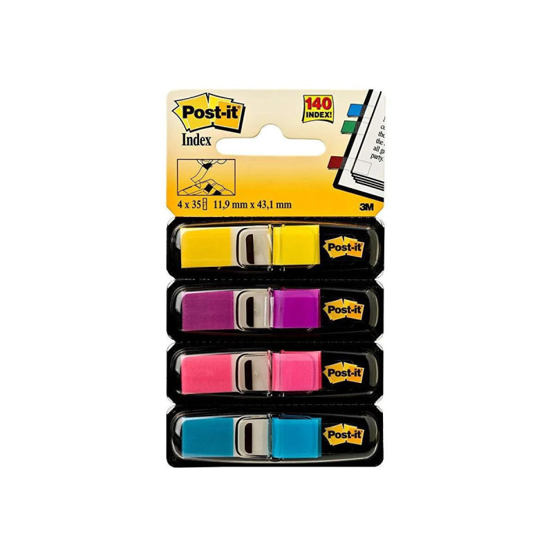 Post it index 683-4 4 colori pz.140 cm.1,2x4.3