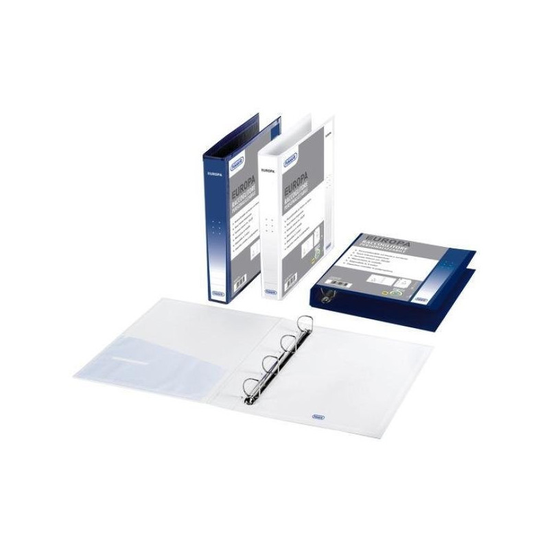 Raccoglitore cm.22x30 4 anelli europa d.50 blu personalizzabile